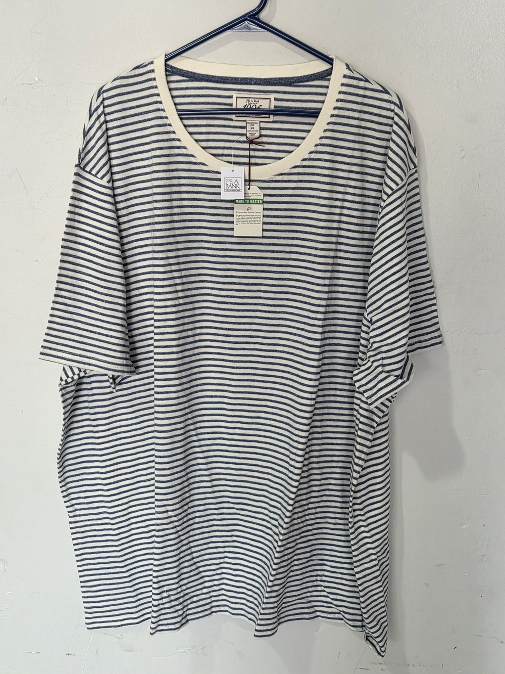 NWT JOS. A. Bank 1905 Men’s 4X Striped Cotton T-Shirt Navy White